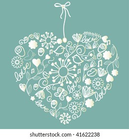 Valentine heart greeting card. Vector