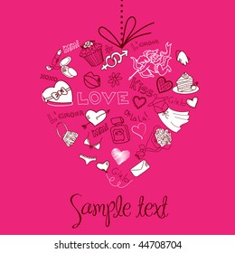 Valentine heart greeting card. Vector