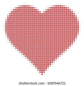 Valentine Heart halftone vector pictogram. Illustration style is dotted iconic Valentine Heart icon symbol on a white background. Halftone pattern is round spots.
