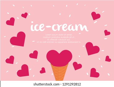 valentine heart ice-cream illustration vector