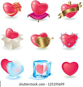 valentine heart icon set