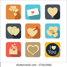 valentine heart icon set 4