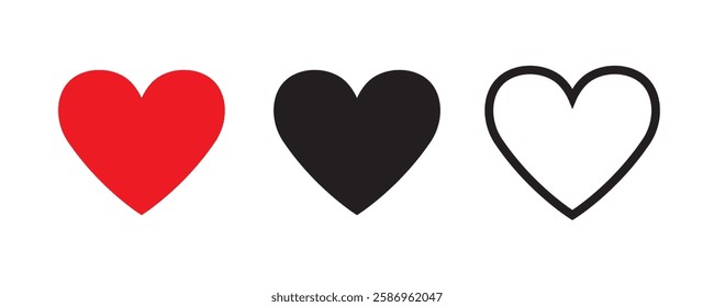 valentine heart icon set. transparent background