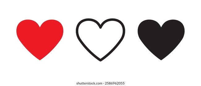 valentine heart icon set. transparent background