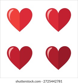 Valentinsherz-Symbol, roter Vollton, einfache symmetrische Form, flacher Designvektor
