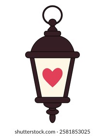 Valentine heart lamp in emotion of love. Graphic design on white background.