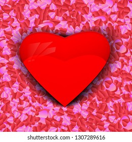 Valentine heart Large heart shape, placed on a background, red and pink hearts, decorated with many Valentine hearts. Vector illustration - vector