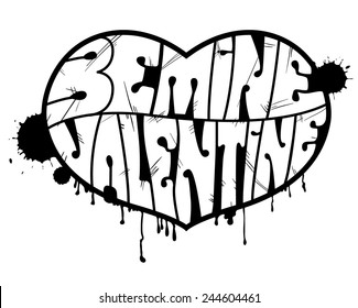 Valentine heart with lettering composition