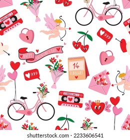 Valentine Heart , Love , Romantic sign Seamless pattern illustration Vector ,Design for Valentine's Day ,fashion , fabric, textile, wallpaper, cover , wrapping and all prints 