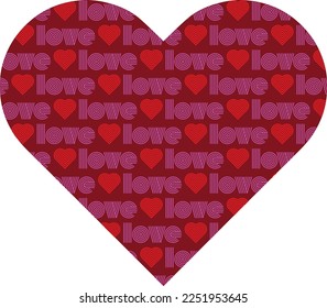 valentine heart with love typography vector graphic