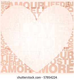 Valentine heart from love words