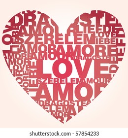 Valentine heart from love words