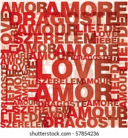 Valentine heart from love words