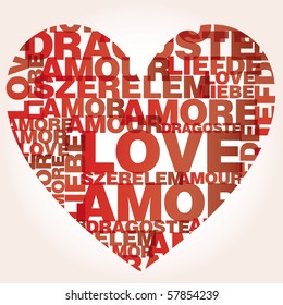 Valentine heart from love words