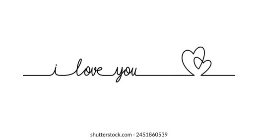 valentine heart and i love you letter, line art single line, wedding	
