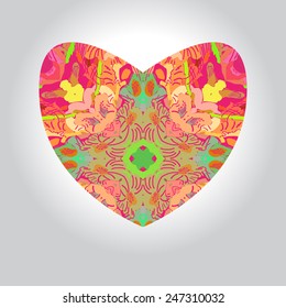 Valentine heart   on a   gradient gray  background. Hand drawn.