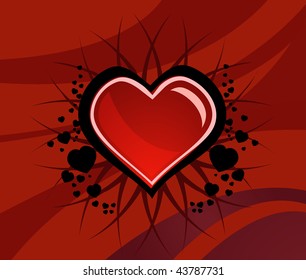 Valentine heart on red background. Vector illustration