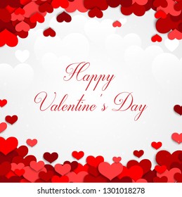Valentine heart on a white background with red hearts