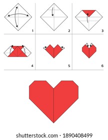 Valentine Heart Paper Folding Tutorial Sequence Stock Vector (Royalty ...