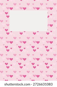 Plano de fundo do padrão do coração dos namorados com quadro em branco