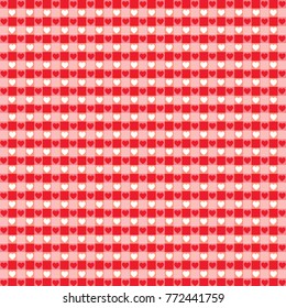 Valentine heart pattern on red background. Vector Illustration. 