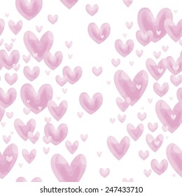 Valentine heart pattern vector. Little cute colorful heart pattern. Transparent set of pink hearts cute.