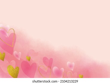 Valentine Heart Pattern Watercolor Background