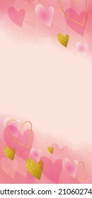 Valentine Heart Pattern Watercolor Background