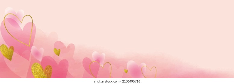 Valentine Heart Pattern Watercolor Background