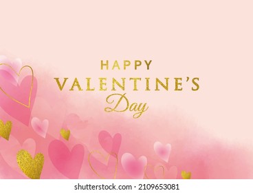Valentine Heart Pattern Watercolor Background