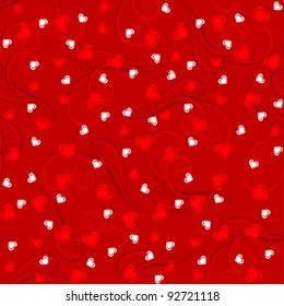 Valentine Heart Patterns. Cool Illustration for design on red bacground