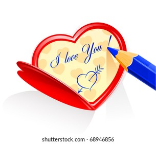 valentine as heart and pensil vector illustration isolated on white background