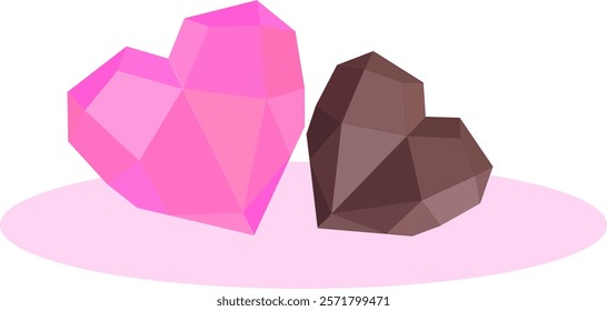 Valentine  heart pink gemstone and chocolate