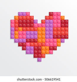 Valentine Heart from plastic toy building bricks.