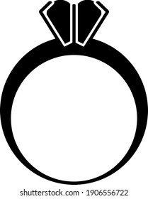 Valentine Heart Ring Icon. Black Stencil Design. Vector Illustration.