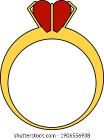 Icono del Anillo del Corazón de San Valentín. Esquema Editable Con Diseño De Relleno De Color. Ilustración vectorial.