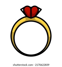 Valentine Heart Ring Icon. Editable Bold Outline With Color Fill Design. Vector Illustration.