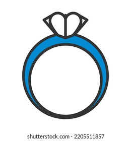 Valentine Heart Ring Icon. Editable Bold Outline With Color Fill Design. Vector Illustration.