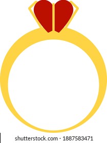 Valentine Heart Ring Icon. Flat Color Design. Vector Illustration.