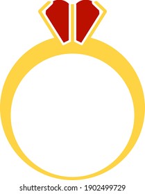 Icono del Anillo del Corazón de San Valentín. Diseño de color plano. Ilustración vectorial.