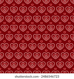 Valentine heart seamless pattern vector. Simply and classic geometric wallpaper. Sweet red and pink hearts. Symbol of love. Design for print, wrapping, paper, card, cover, fabric, kid cloth, decor.