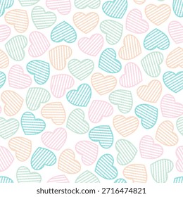 Vector sin costuras del patrón del corazón de San Valentín. Fondo lindo colorido de los corazones. Símbolo de amor, día de San Valentín. Diseño para la tela, materia textil, paño del cabrito, vestido del bebé, envoltura, papel, impresión, etiqueta engomada, tarjeta, cubierta, decoración.