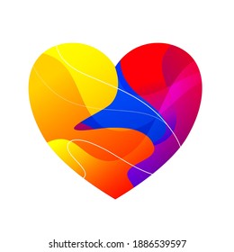 Valentine heart shape with abstract fluid element