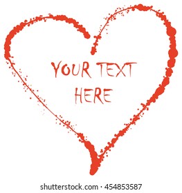 Valentine heart shape doodle. Red paint scribble vector illustration 