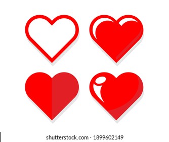 Los iconos de la forma del corazón de San Valentín se establecen. Vector en fondo transparente