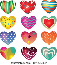 valentine heart shape item set vector illustration