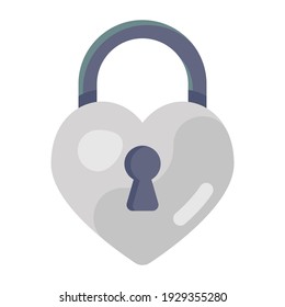 
Valentine heart shape lock, flat icon of love padlock