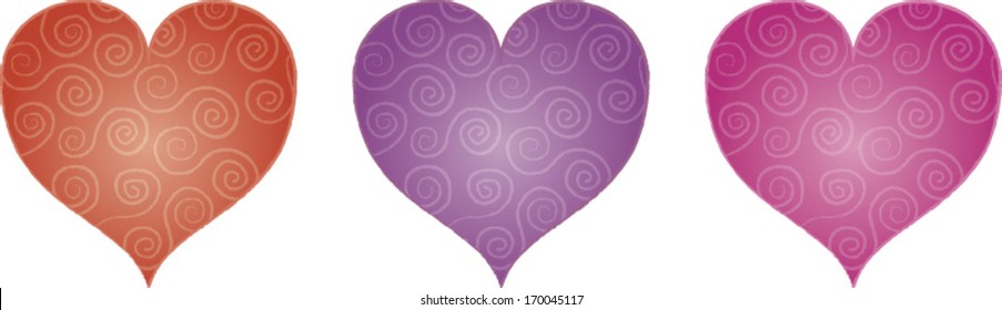 Valentine heart shape with spiral pattern / Vector illustration