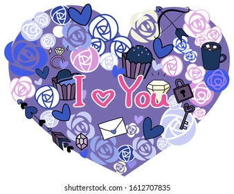 Valentine heart shaped illustration set