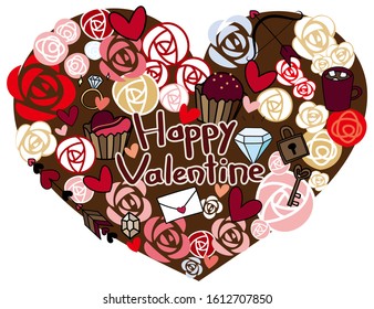 Valentine heart shaped illustration set